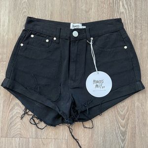 Princess Polly Size US 6 Black Denim High-Waisted Shorts